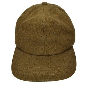 Vintage Blank Plain Wool Hat Baseball Cap Tan Fitted Medium 6 Panel Made In USA